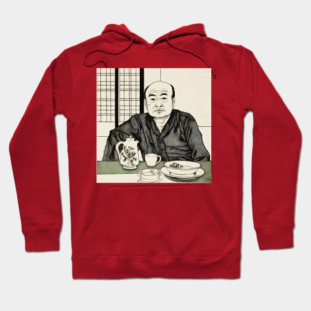 Asian man eating and drinking illustration Hoodie by KOTYA